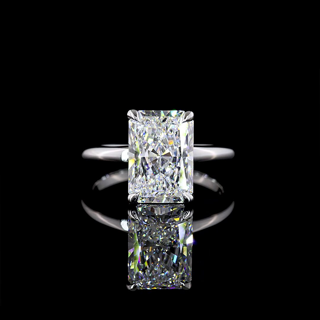 4.03 CT Radiant Lab Grown Diamond Engagement Ring in 14K White Gold