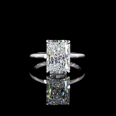 4.03 CT Radiant Lab Grown Diamond Engagement Ring in 14K White Gold