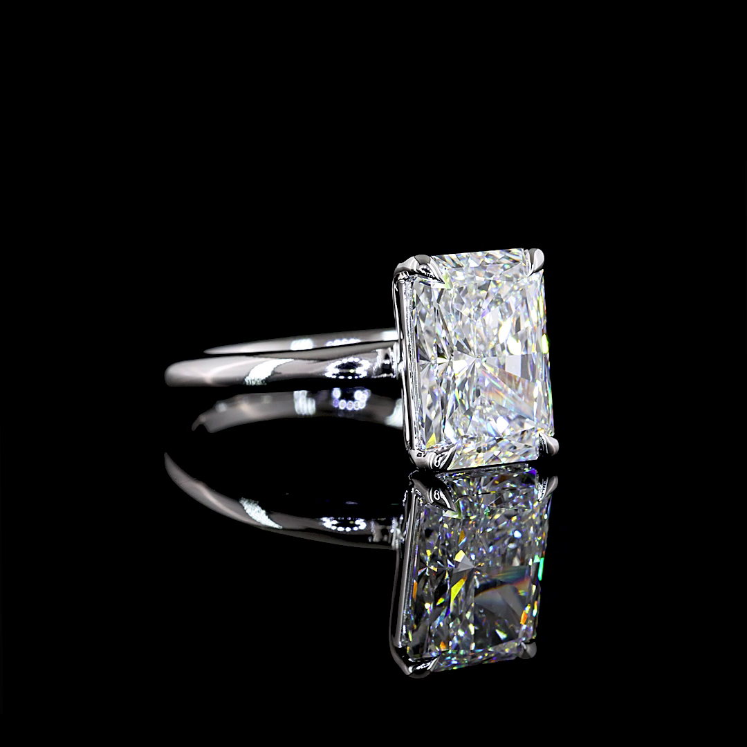 4.03 CT Radiant Lab Grown Diamond Engagement Ring in 14K White Gold