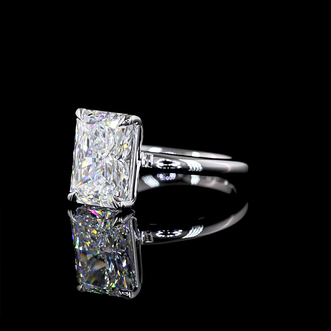 4.03 CT Radiant Lab Grown Diamond Engagement Ring in 14K White Gold