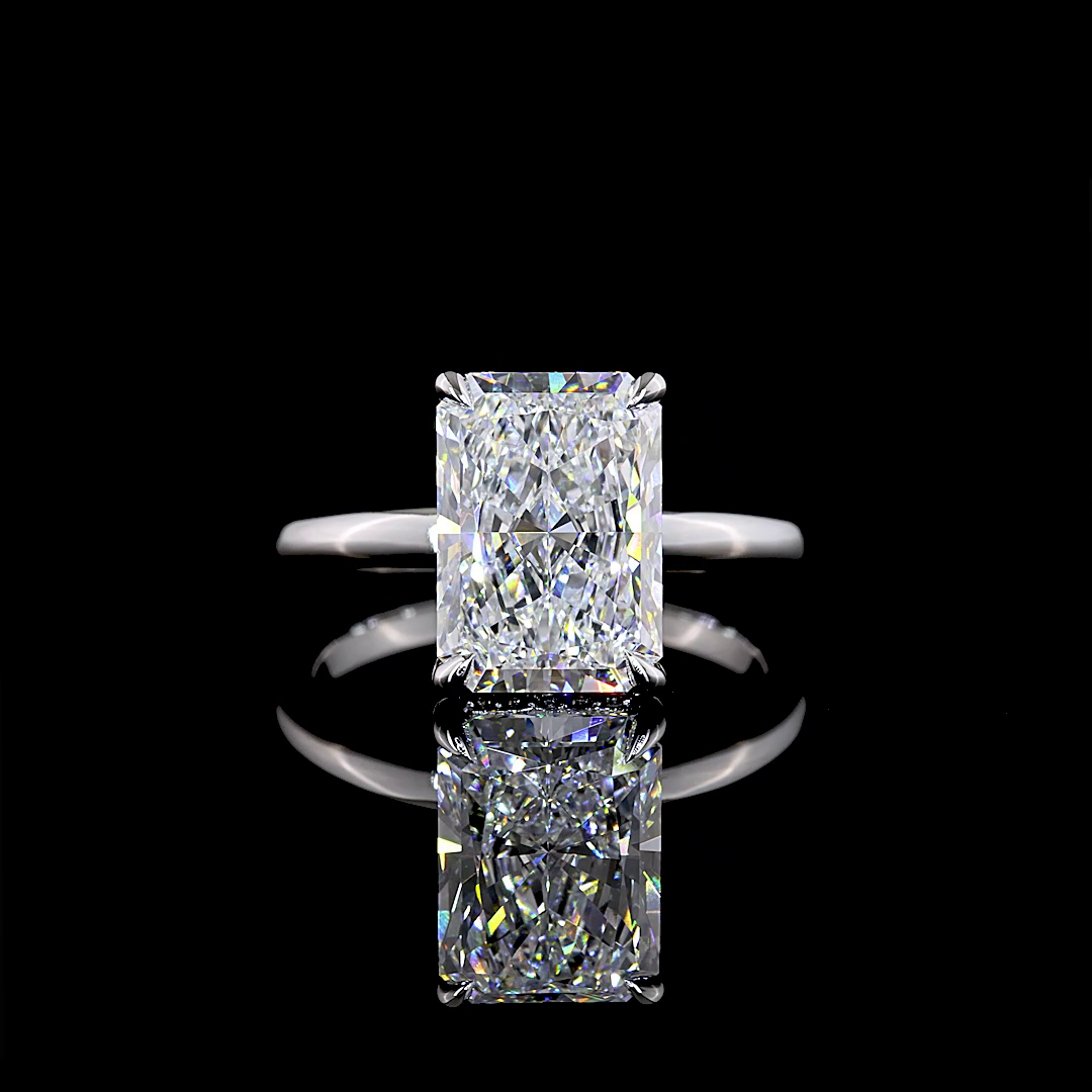 4.16 CT Radiant Lab Grown Diamond Engagement Ring in 14K White Gold