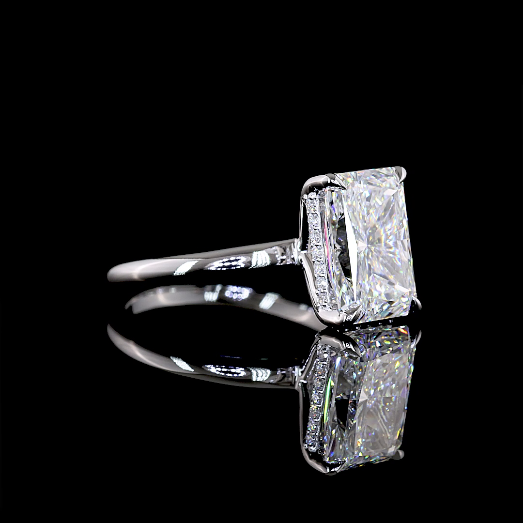 4.16 CT Radiant Lab Grown Diamond Engagement Ring in 14K White Gold
