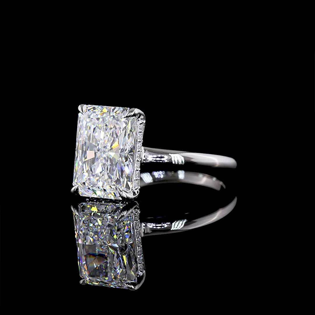 4.16 CT Radiant Lab Grown Diamond Engagement Ring in 14K White Gold