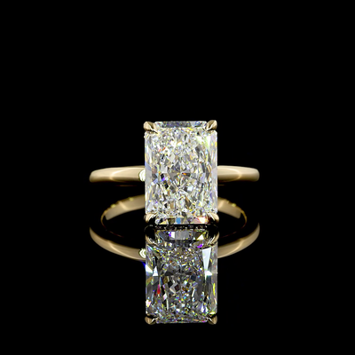 4.21 CT Radiant Lab Grown Diamond Engagement Ring in 14K Yellow Gold
