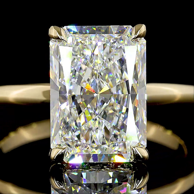 4.21 CT Radiant Lab Grown Diamond Engagement Ring in 14K Yellow Gold