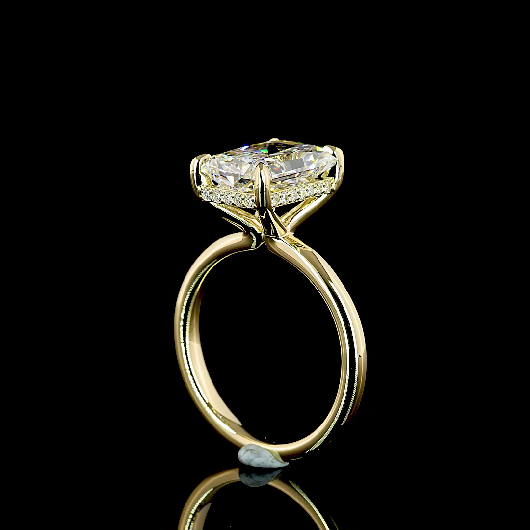 4.21 CT Radiant Lab Grown Diamond Engagement Ring in 14K Yellow Gold