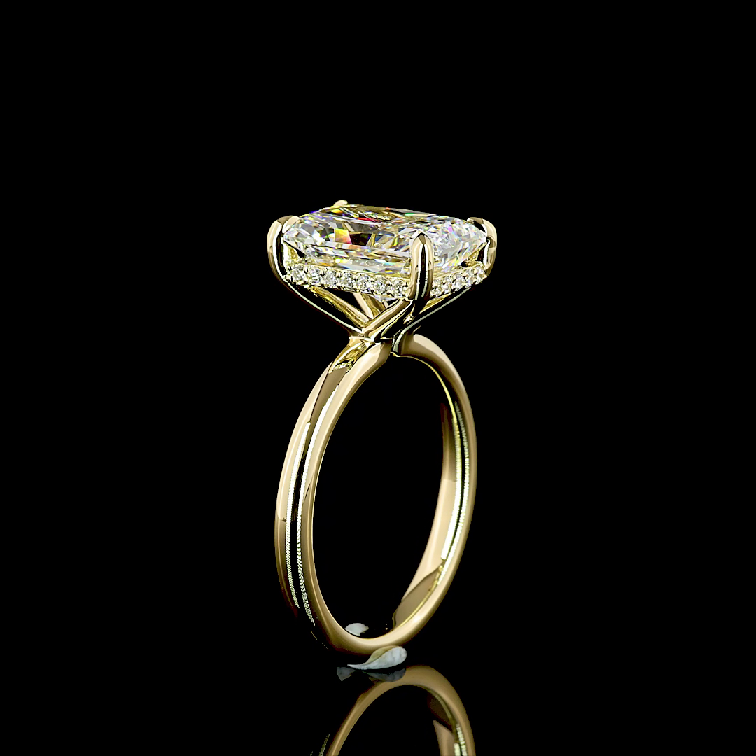 4.21 CT Radiant Lab Grown Diamond Engagement Ring in 14K Yellow Gold