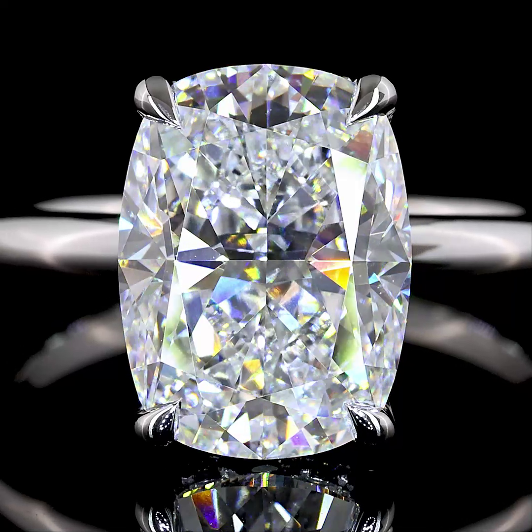 4.18 CT Cushion Lab Grown Diamond Engagement Ring in 14K White Gold