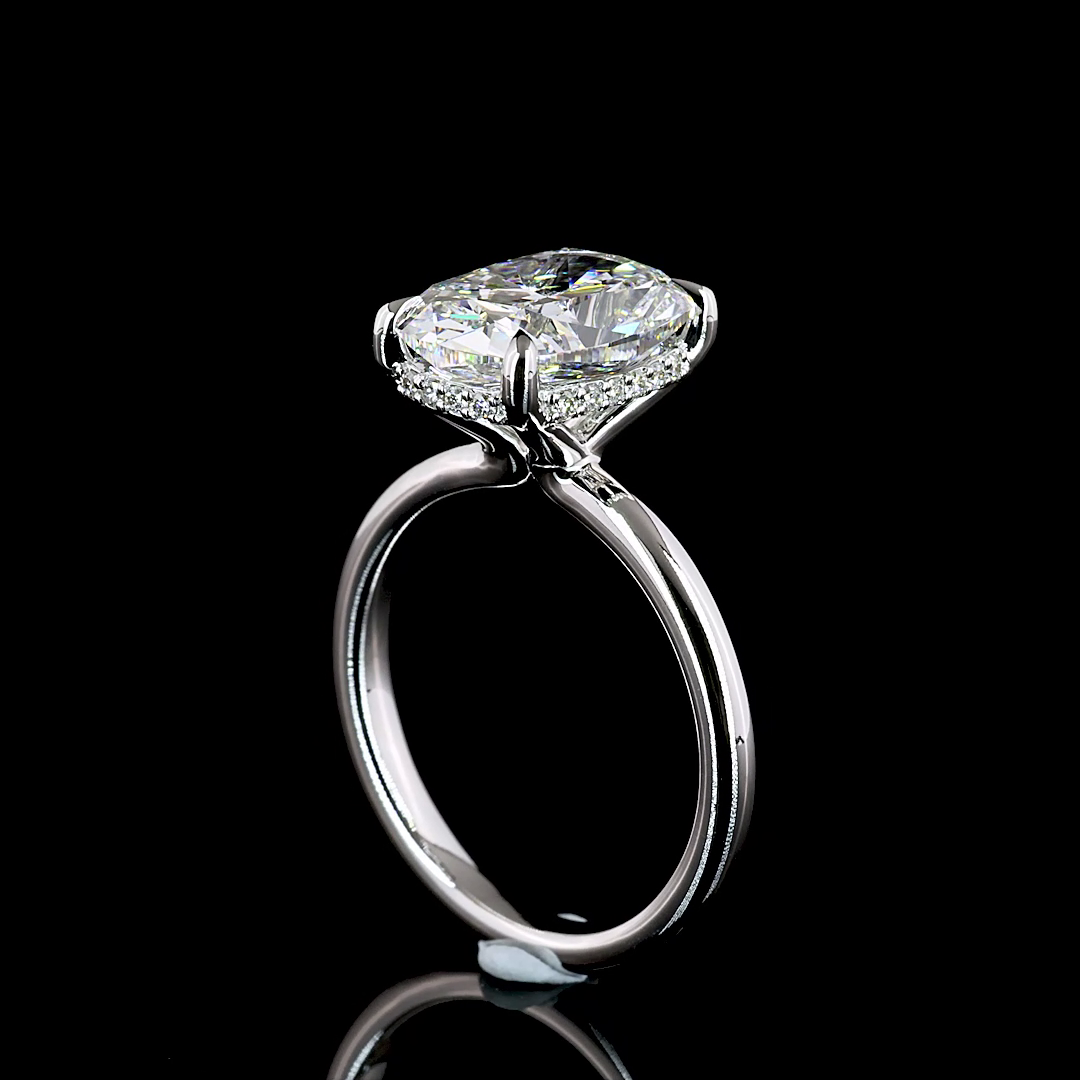4.18 CT Cushion Lab Grown Diamond Engagement Ring in 14K White Gold