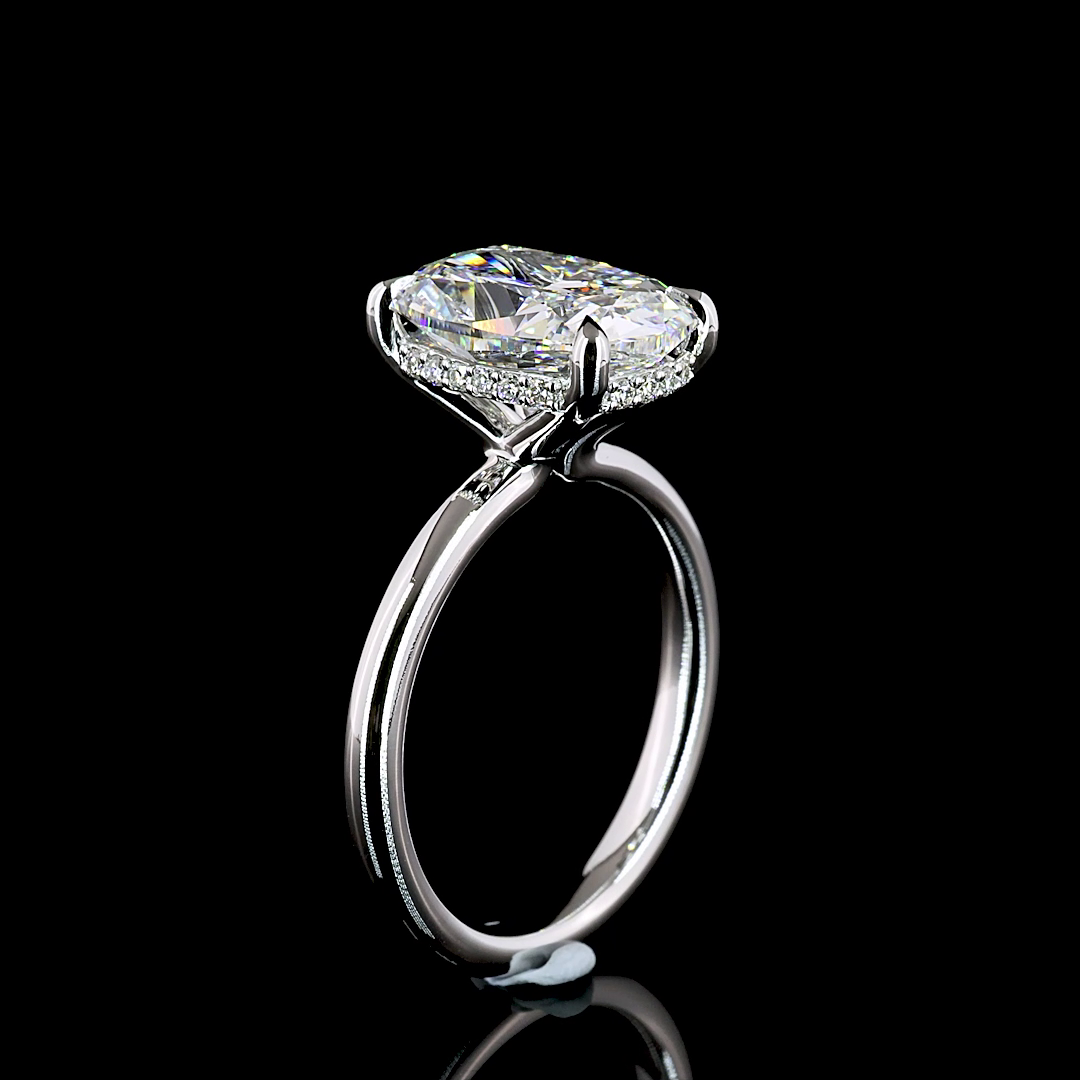 4.18 CT Cushion Lab Grown Diamond Engagement Ring in 14K White Gold