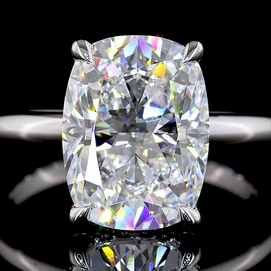 5.13 CT Cushion Lab Grown Diamond Engagement Ring in 14K White Gold