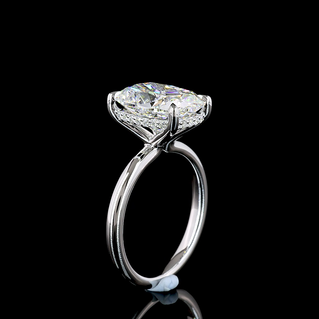5.13 CT Cushion Lab Grown Diamond Engagement Ring in 14K White Gold