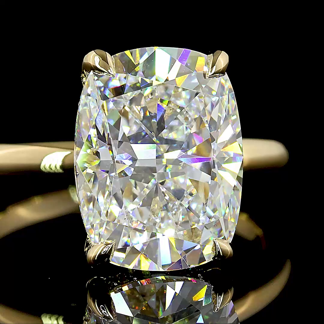 5.34 CT Cushion Lab Grown Diamond Engagement Ring in 14K Yellow Gold