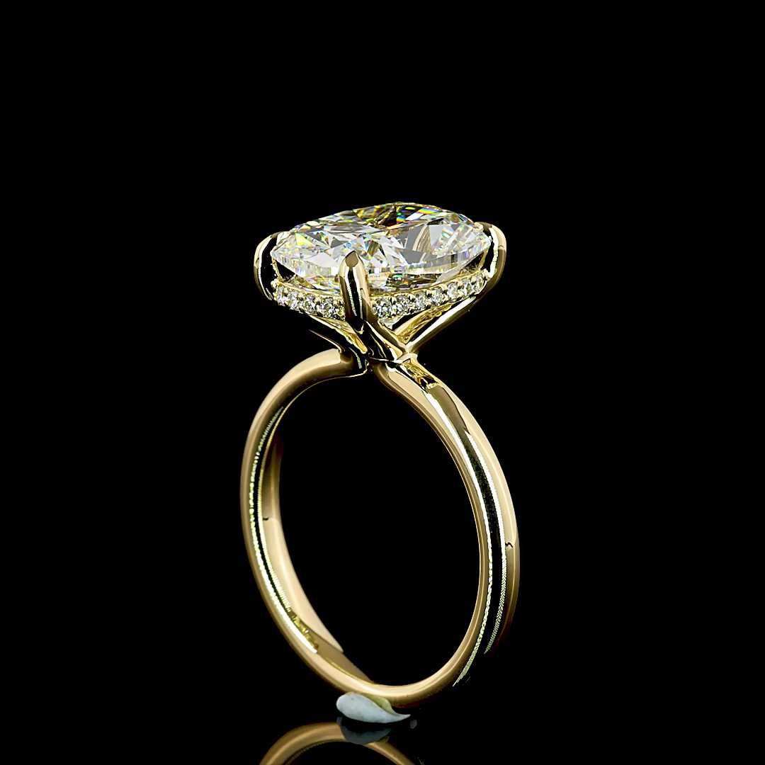 5.34 CT Cushion Lab Grown Diamond Engagement Ring in 14K Yellow Gold