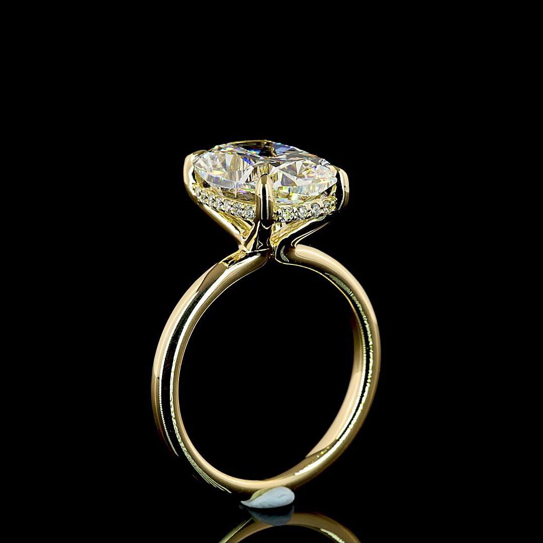 5.34 CT Cushion Lab Grown Diamond Engagement Ring in 14K Yellow Gold