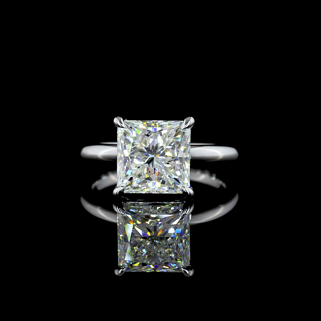 4.1 CT Princess Lab Grown Diamond Engagement Ring in 14K White Gold