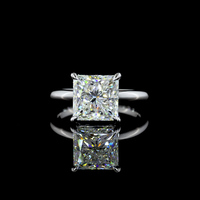 4.1 CT Princess Lab Grown Diamond Engagement Ring in 14K White Gold