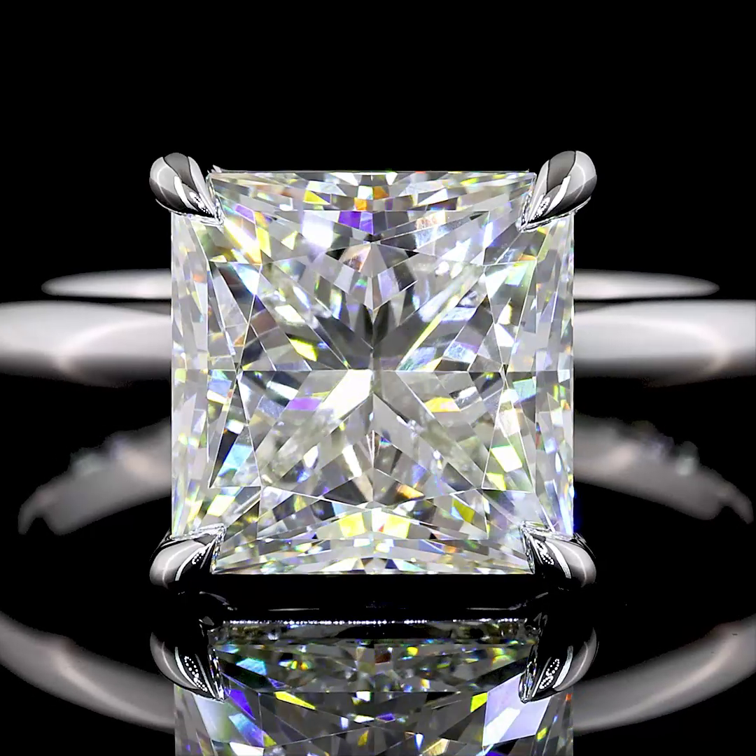 4.1 CT Princess Lab Grown Diamond Engagement Ring in 14K White Gold