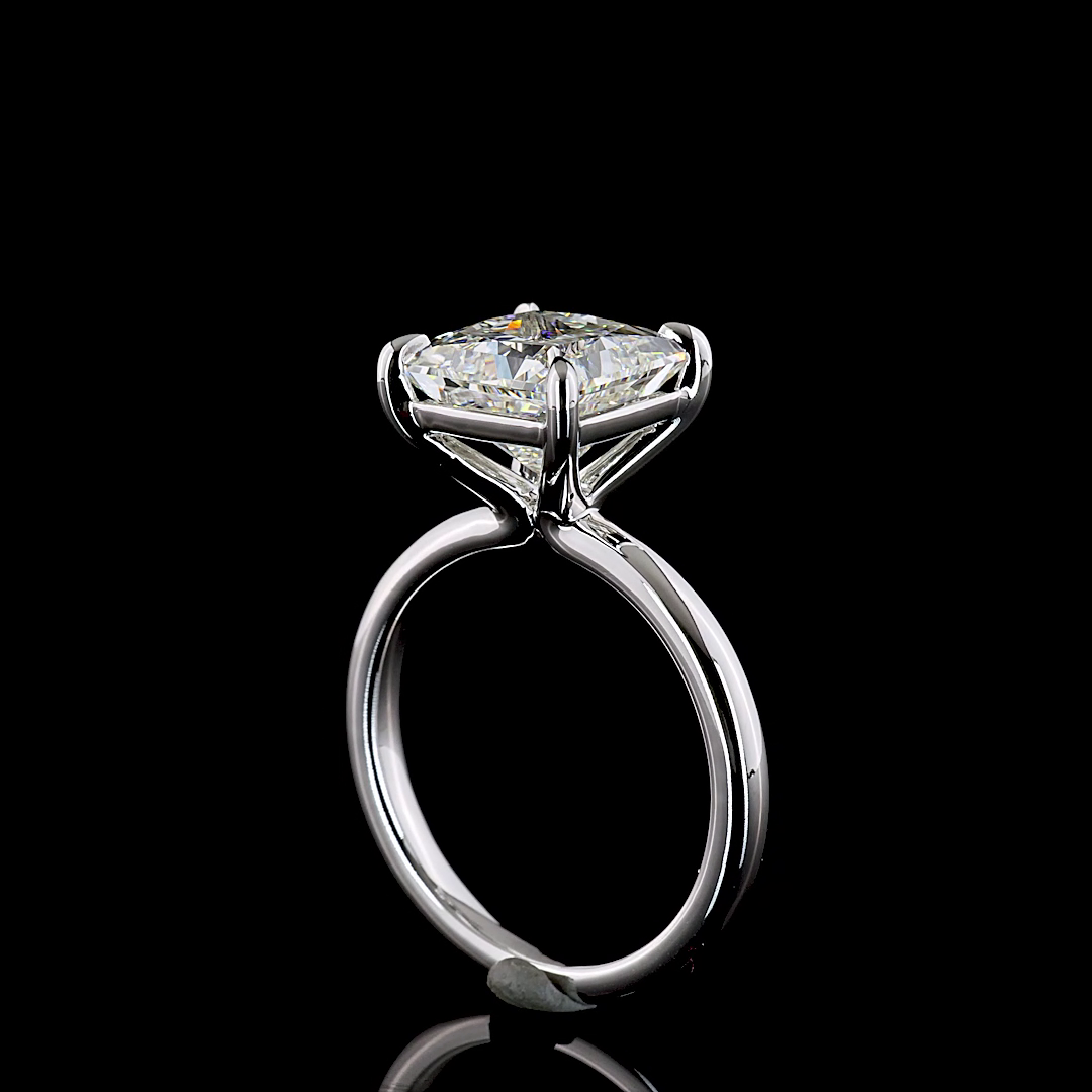 4.1 CT Princess Lab Grown Diamond Engagement Ring in 14K White Gold