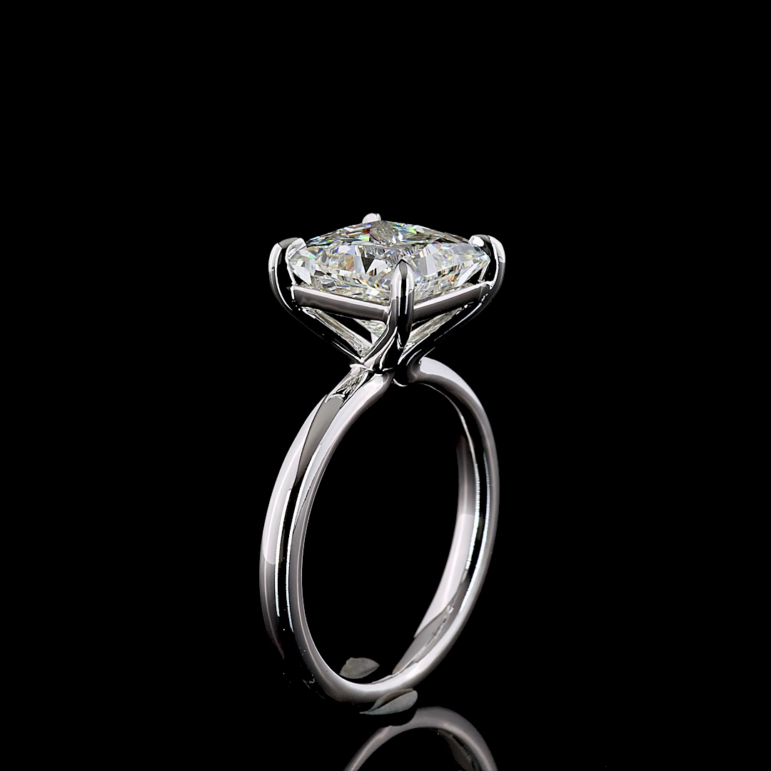 4.1 CT Princess Lab Grown Diamond Engagement Ring in 14K White Gold
