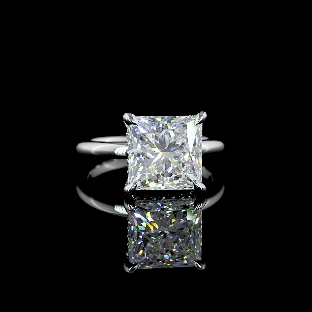 5.23 CT Princess Lab Grown Diamond Engagement Ring in 14K White Gold