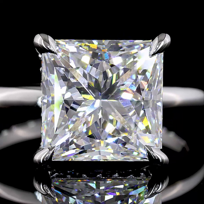 5.23 CT Princess Lab Grown Diamond Engagement Ring in 14K White Gold