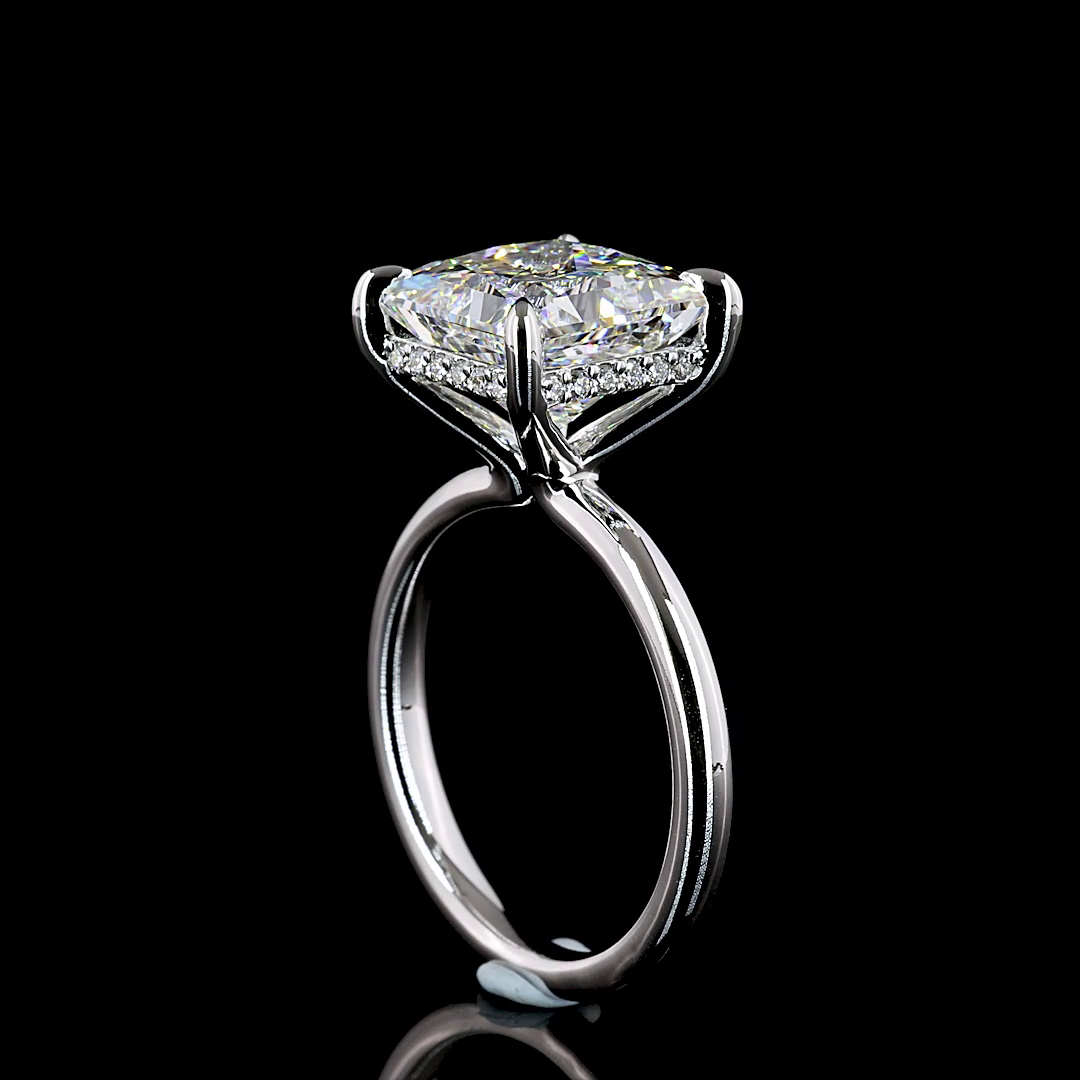 5.23 CT Princess Lab Grown Diamond Engagement Ring in 14K White Gold