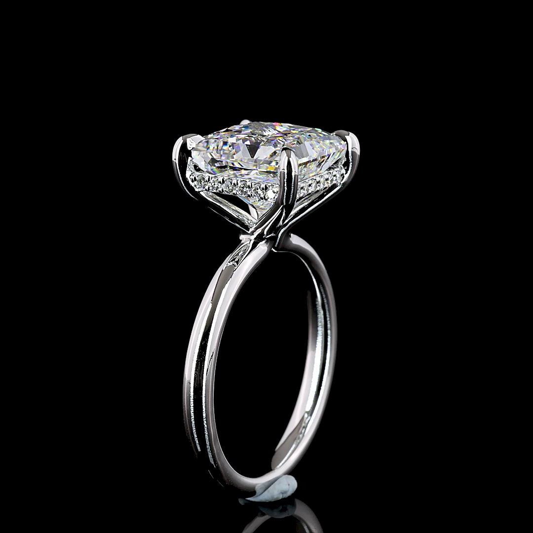 5.23 CT Princess Lab Grown Diamond Engagement Ring in 14K White Gold