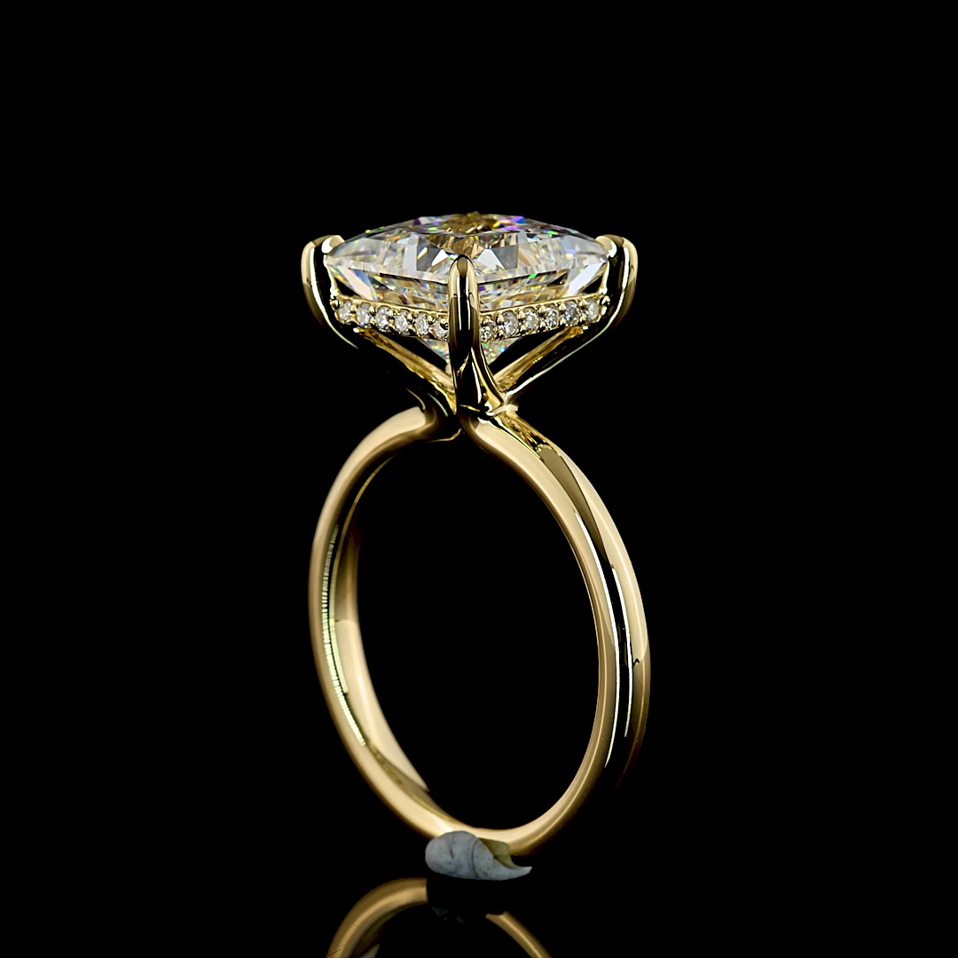 5.21 CT Princess Lab Grown Diamond Engagement Ring in 14K Yellow Gold
