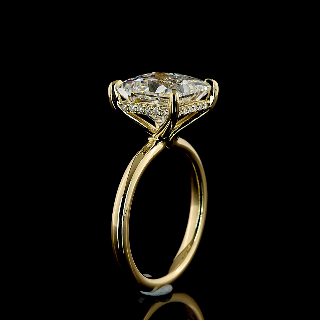 5.21 CT Princess Lab Grown Diamond Engagement Ring in 14K Yellow Gold