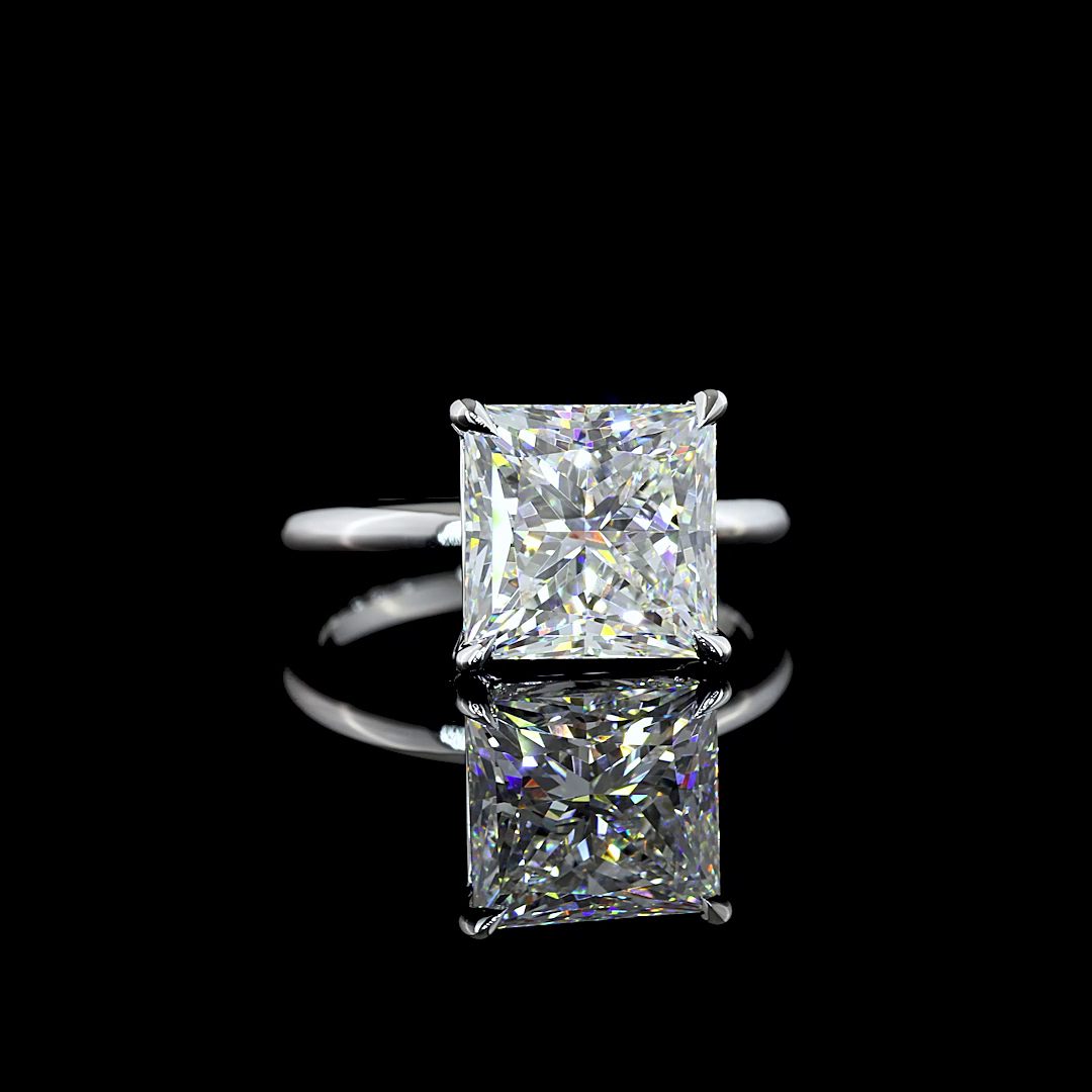 5.23 CT Princess Lab Grown Diamond Engagement Ring in 14K White Gold