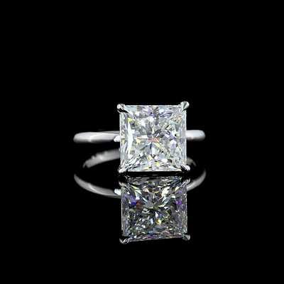 5.23 CT Princess Lab Grown Diamond Engagement Ring in 14K White Gold