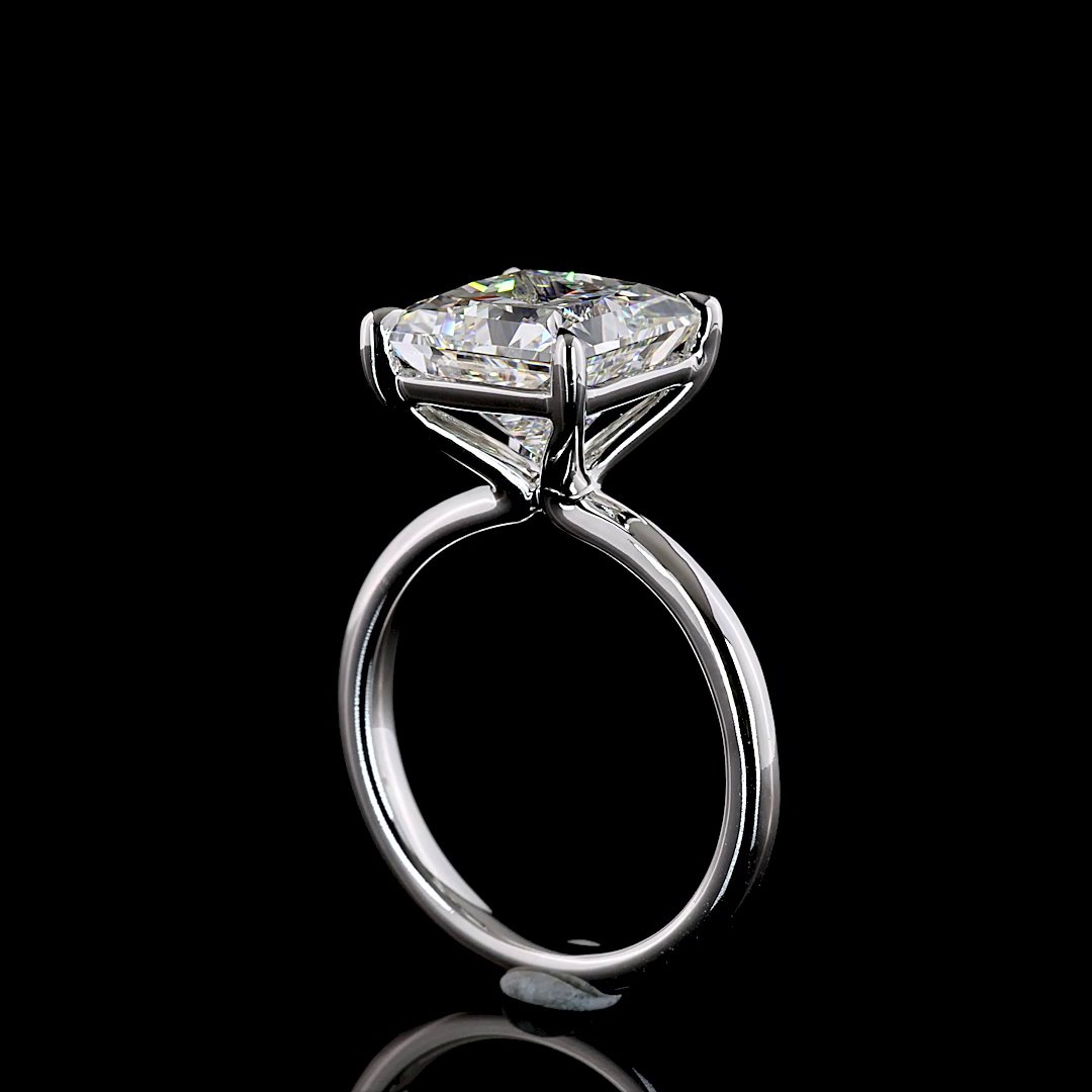 5.23 CT Princess Lab Grown Diamond Engagement Ring in 14K White Gold