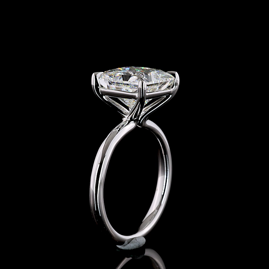 5.23 CT Princess Lab Grown Diamond Engagement Ring in 14K White Gold