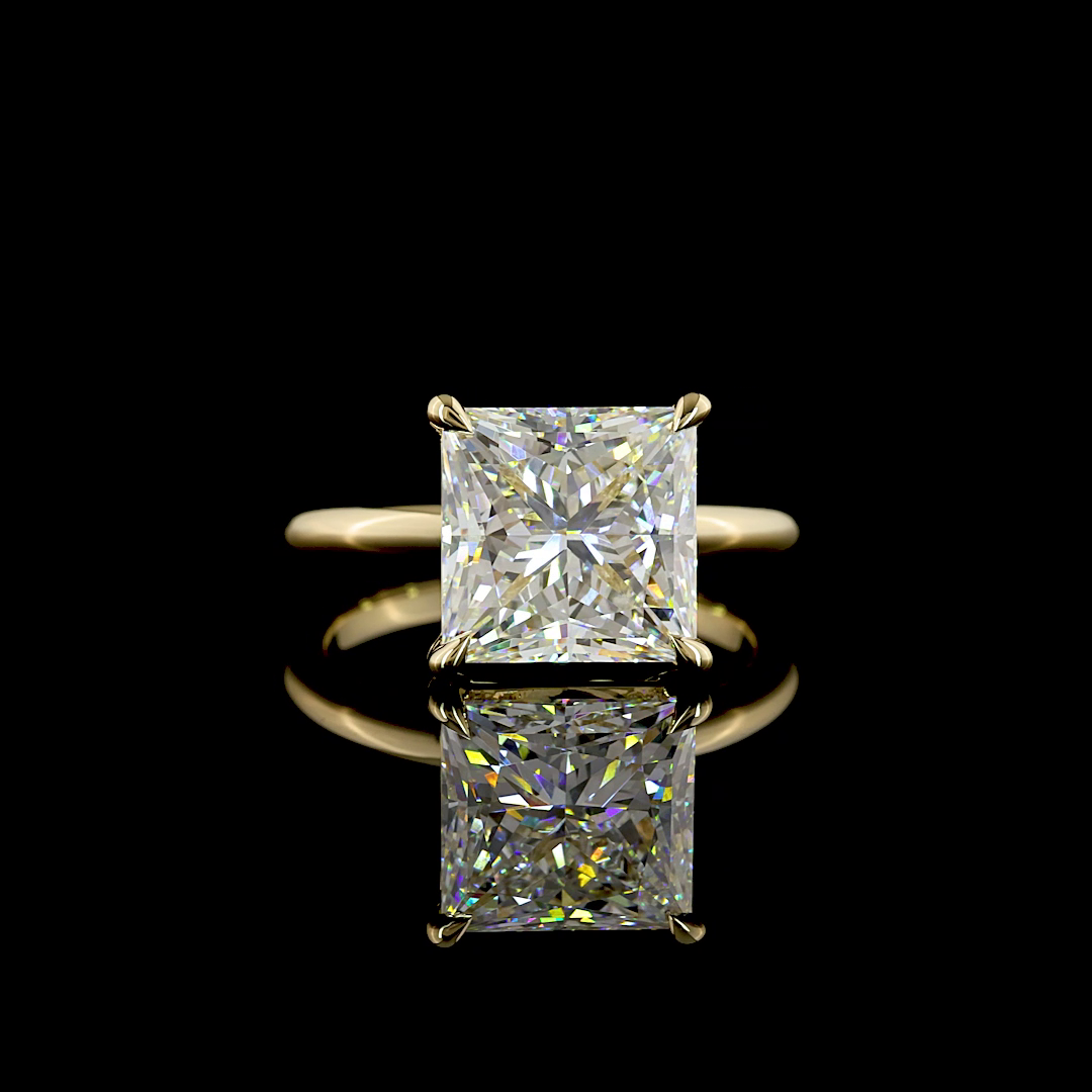 5.19 CT Princess Lab Grown Diamond Engagement Ring in 14K Yellow Gold