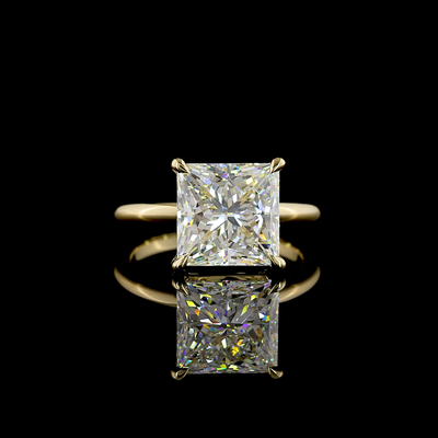 5.19 CT Princess Lab Grown Diamond Engagement Ring in 14K Yellow Gold