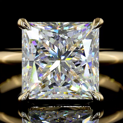 5.19 CT Princess Lab Grown Diamond Engagement Ring in 14K Yellow Gold