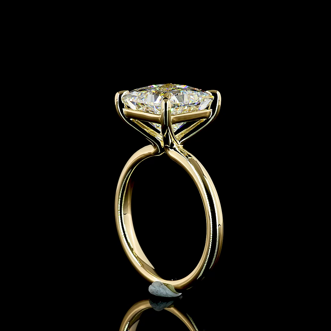 5.19 CT Princess Lab Grown Diamond Engagement Ring in 14K Yellow Gold