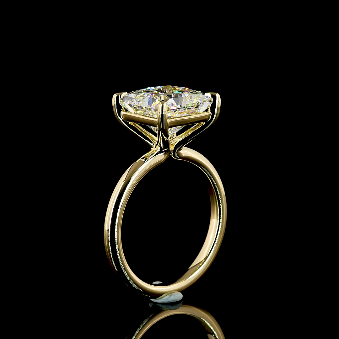 5.19 CT Princess Lab Grown Diamond Engagement Ring in 14K Yellow Gold
