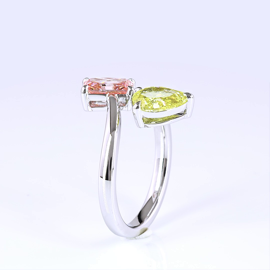2.52 CT Radiant Lab Grown Diamond Ring in 14K White Gold