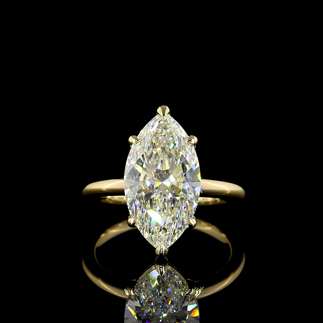 5.2 CT Marquise Lab Grown Diamond Engagement Ring in 14K Yellow Gold