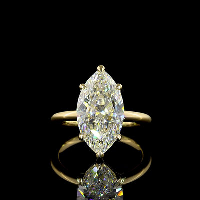 5.2 CT Marquise Lab Grown Diamond Engagement Ring in 14K Yellow Gold