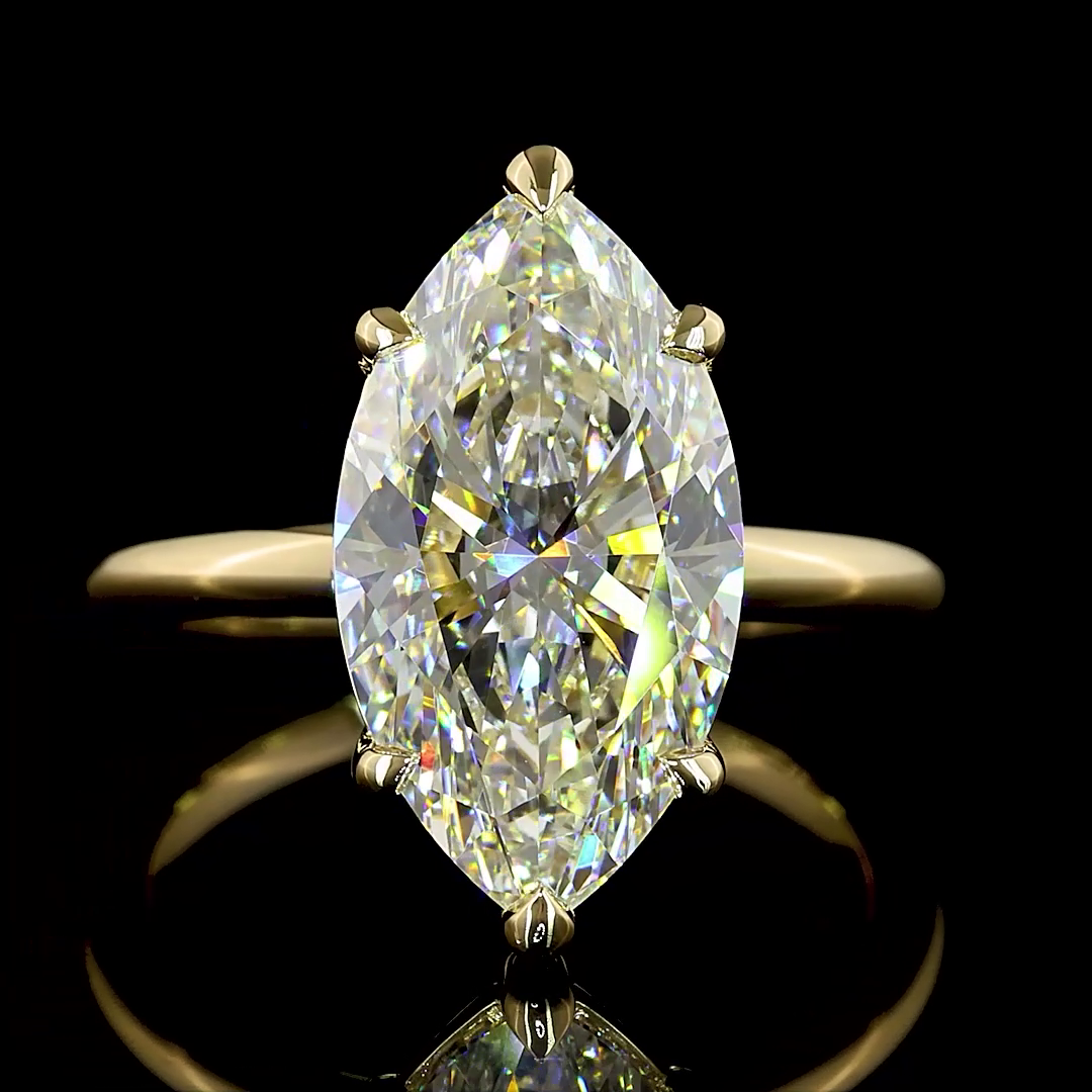 5.2 CT Marquise Lab Grown Diamond Engagement Ring in 14K Yellow Gold