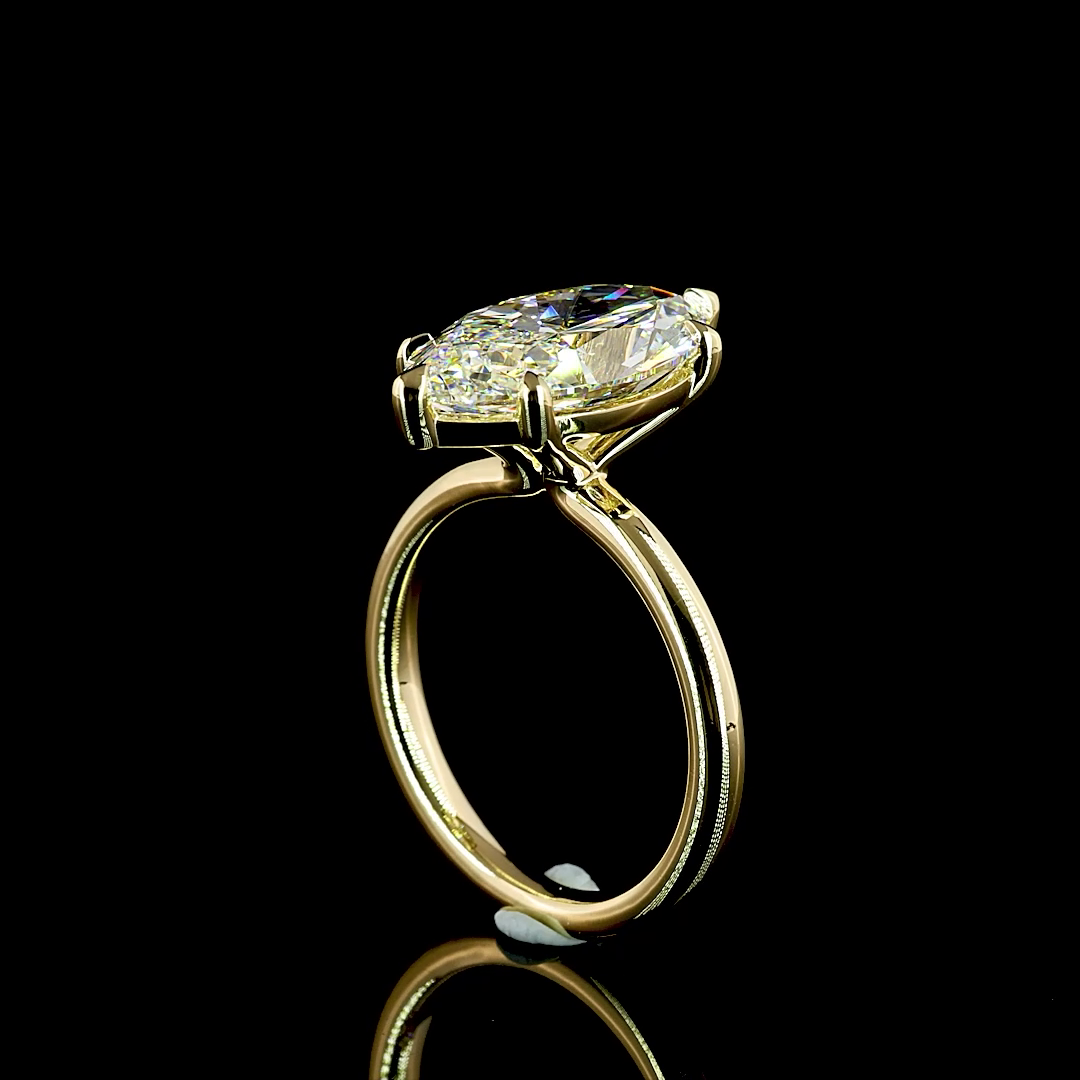 5.2 CT Marquise Lab Grown Diamond Engagement Ring in 14K Yellow Gold
