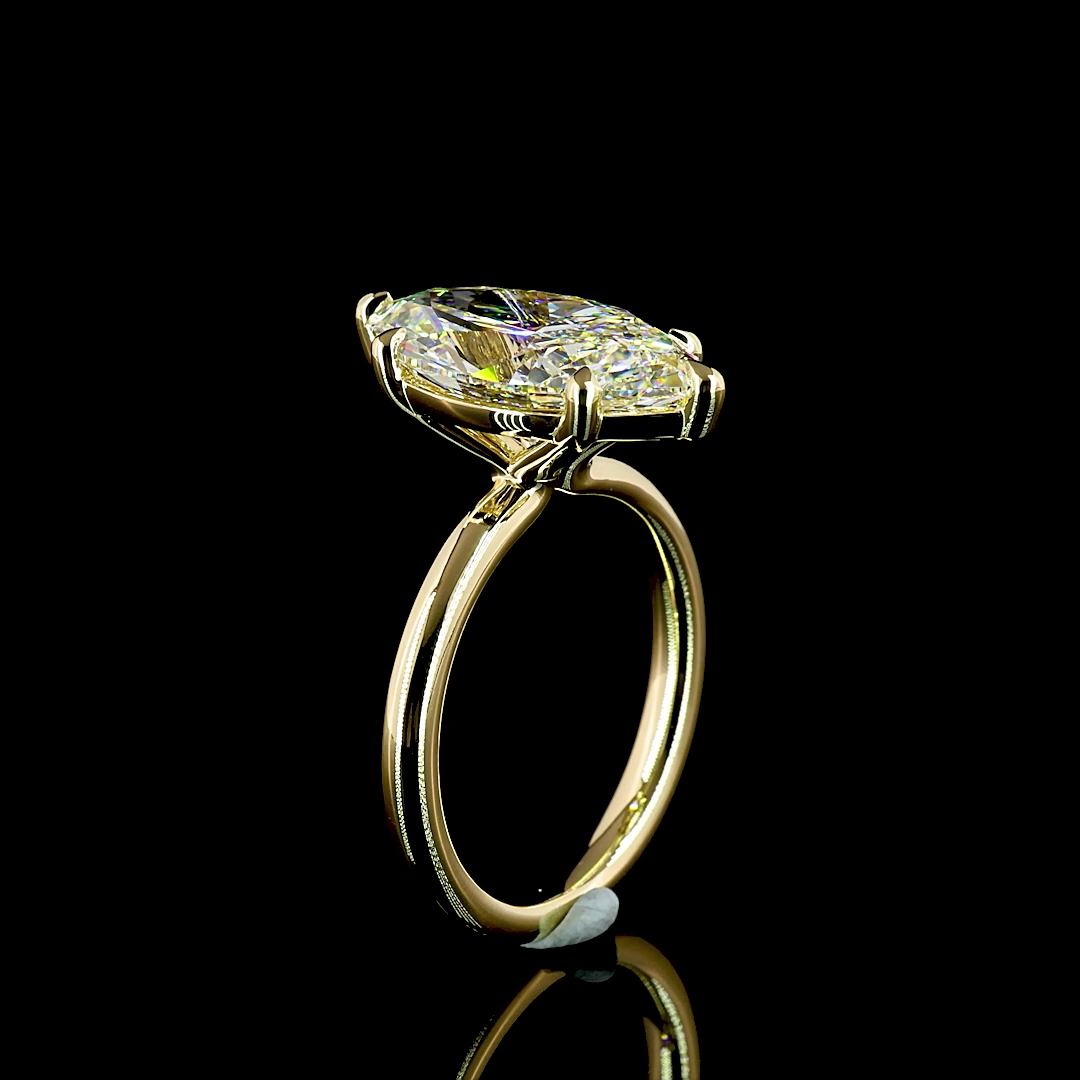 5.2 CT Marquise Lab Grown Diamond Engagement Ring in 14K Yellow Gold