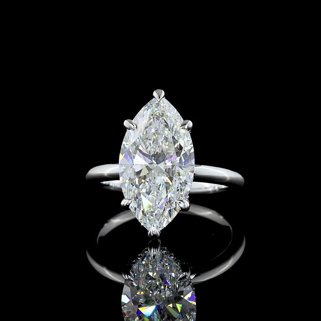 5.27 CT Marquise Lab Grown Diamond Engagement Ring in 14K White Gold