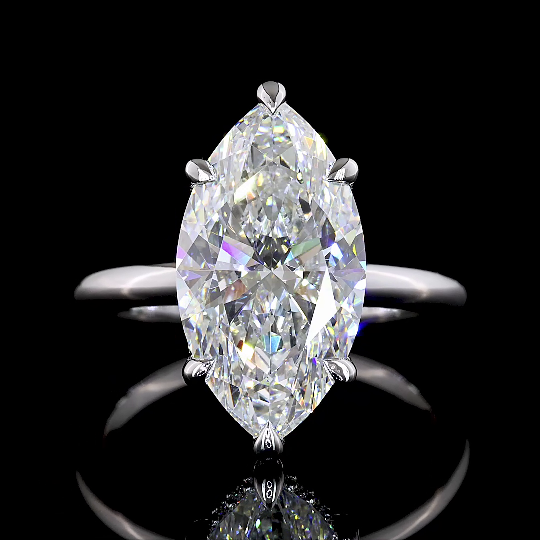 5.27 CT Marquise Lab Grown Diamond Engagement Ring in 14K White Gold