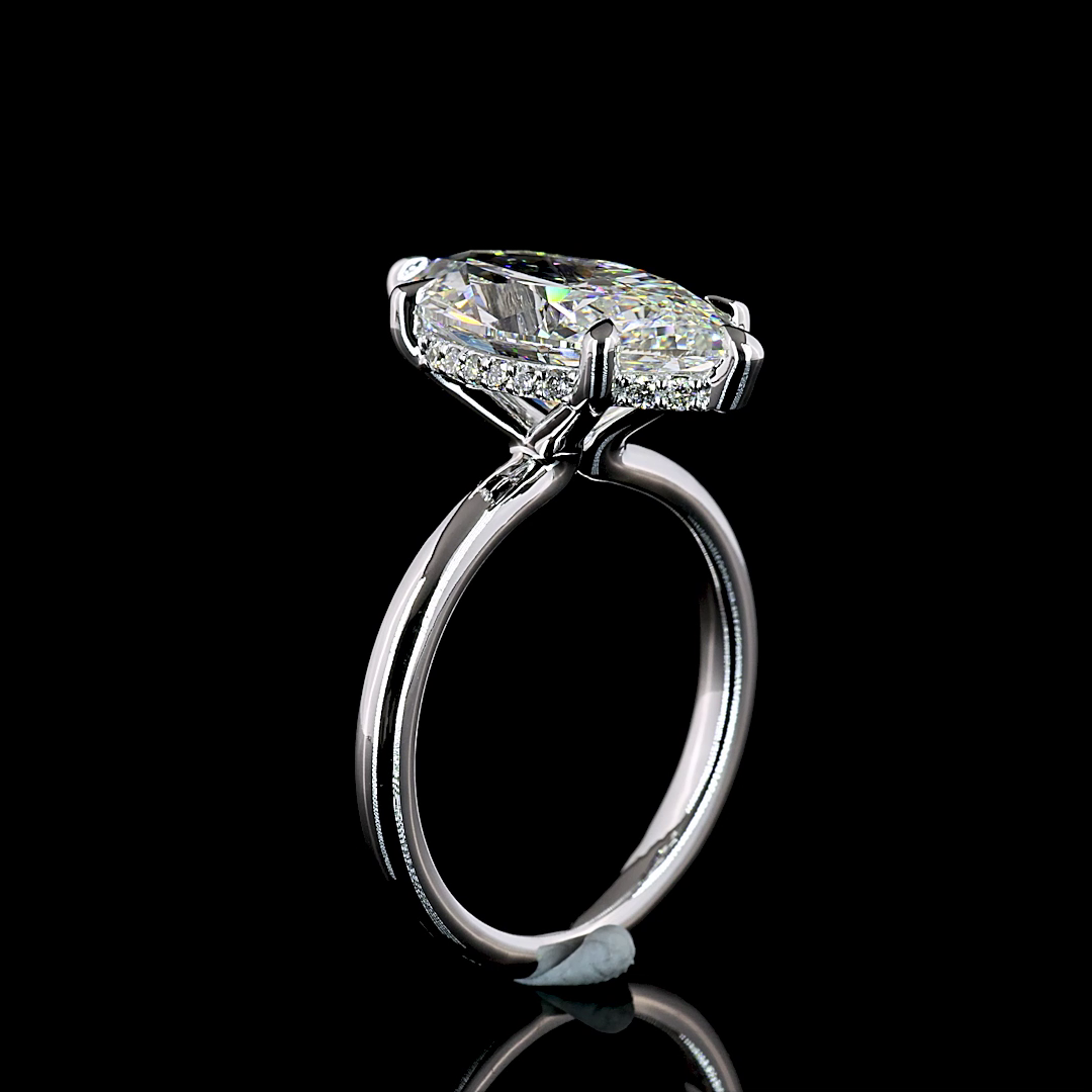 5.27 CT Marquise Lab Grown Diamond Engagement Ring in 14K White Gold