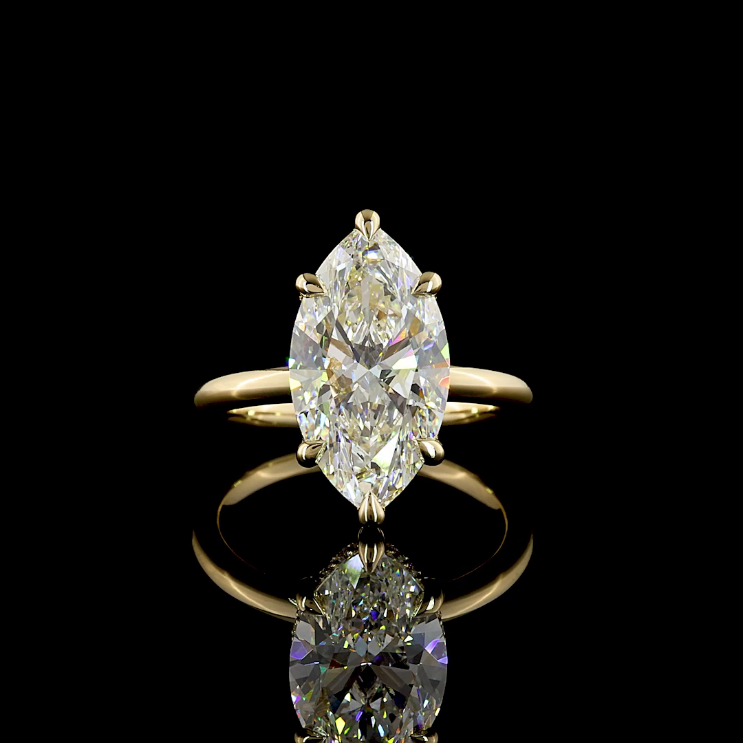 5.2 CT Marquise Lab Grown Diamond Engagement Ring in 14K Yellow Gold