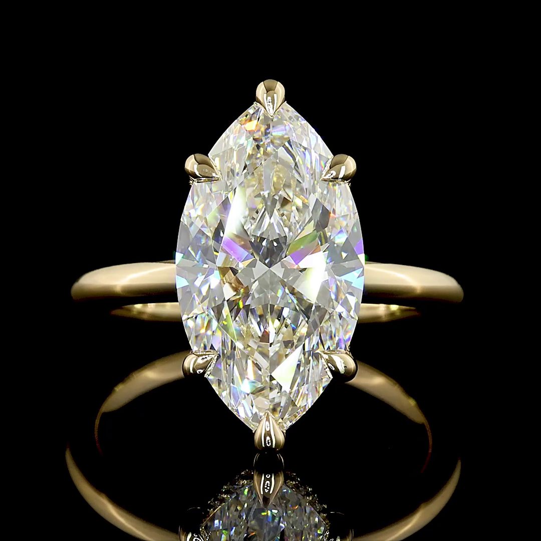 5.2 CT Marquise Lab Grown Diamond Engagement Ring in 14K Yellow Gold